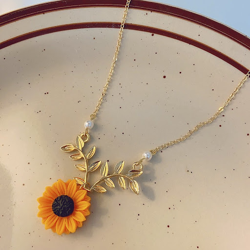 Title 2, Fresh, Sweet And Lovely Sunflower Pearl Necklac...