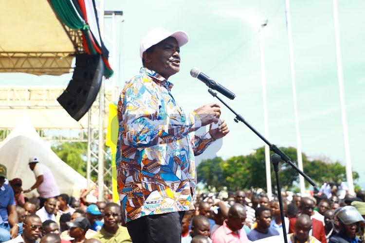 Wiper leader Kalonzo Musyoka at the BBI rally in Mombasa on Saturday, January 25, 2020.