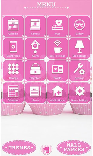 Screenshot Cute Theme Pink Heart Cupcakes
