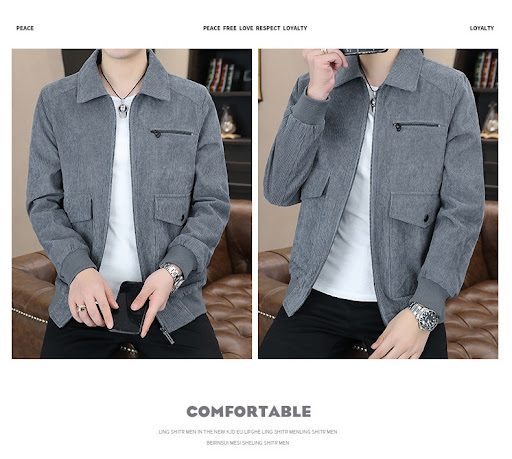Title 14, Mens Corduroy Jacket All-match Work Handsome T...
