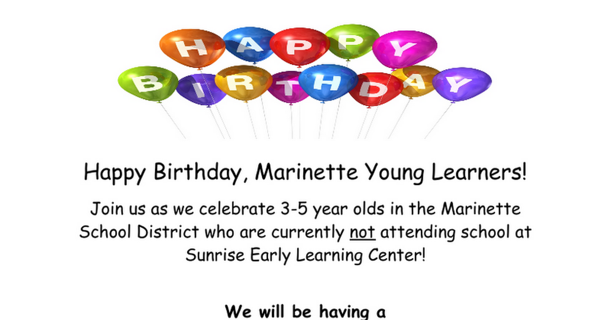 Marinette Child Find Birthday Flyer