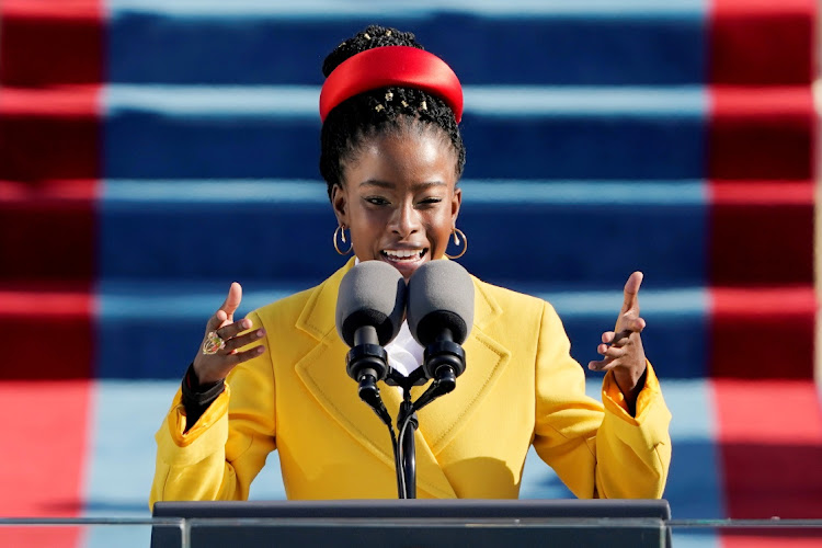 American poet Amanda Gorman reads a poem during the 59th Presidential Inauguration at the U.S. Capitol in Washington January 20, 2021.