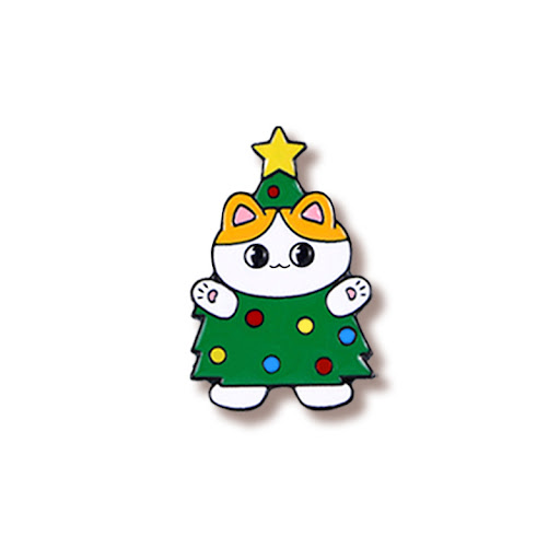 Title 1, Christmas Brooch Original Cartoon Cat Festive F...