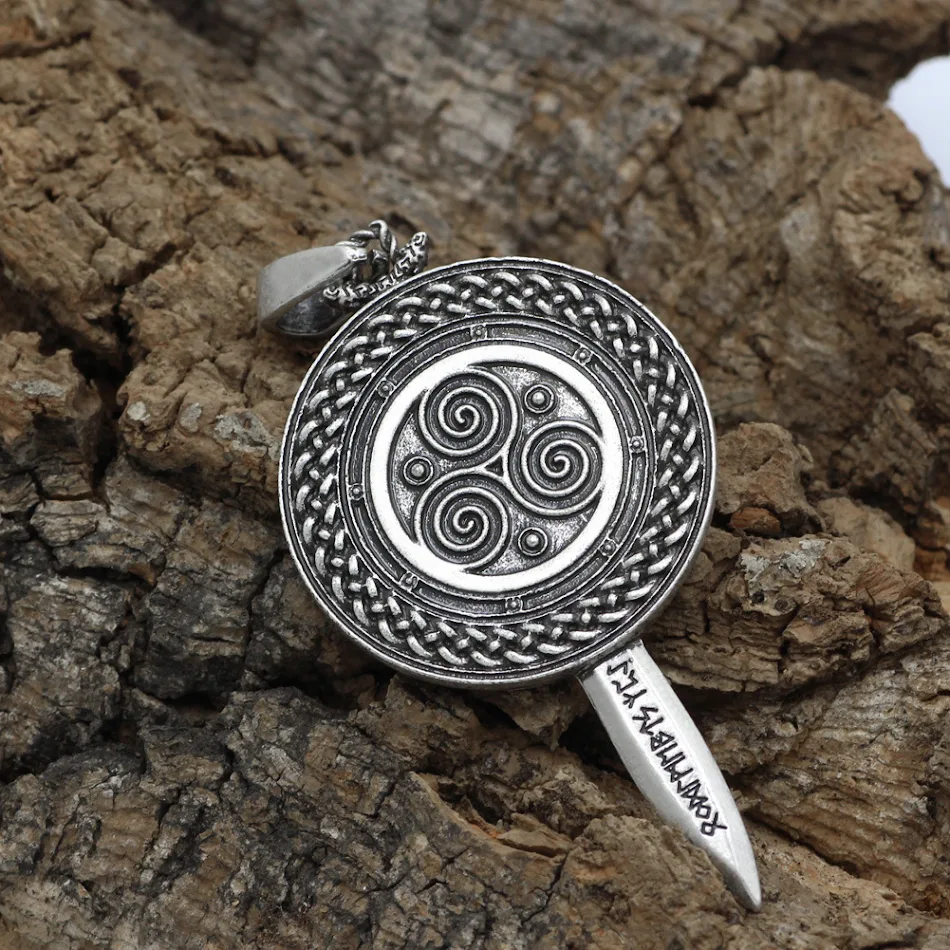 Sword Shield Men's Pendant Necklace, a powerful symbol of strength and protection. A perfect gift for the modern man. Ex