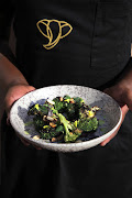 Charred broccoli, hazelnut butter, seaweed, wasabi dressing and lemon zest.