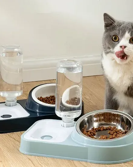 Cat Automatic Feeder for Cat Food Water Bowl Water Founta... - 3