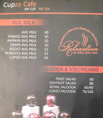 Cupzo Cafe menu 