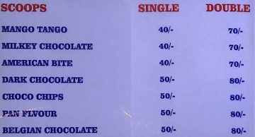 Amul Ice Cream menu 