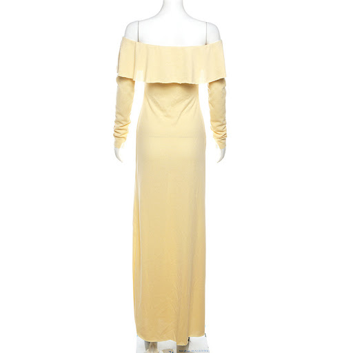 Title 5, Off-neck Slim Fit High Slit Slim Fit Dress