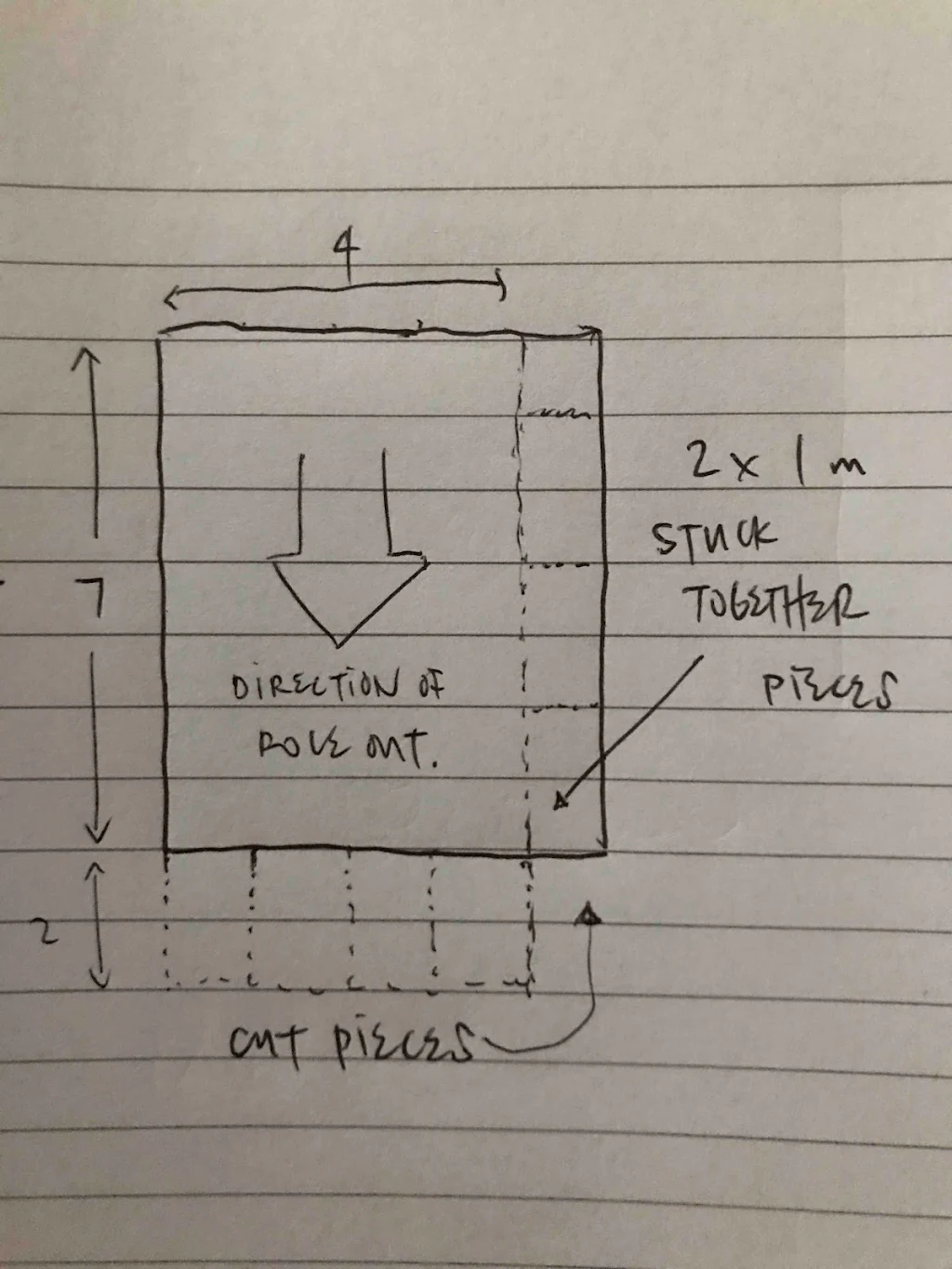 a quick sketch to help customer understand how grass is to be rolled out
