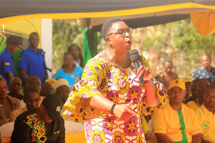 Malindi MP Aisha Jumwa address Kenya Kwanza aspirants in Kilifi.