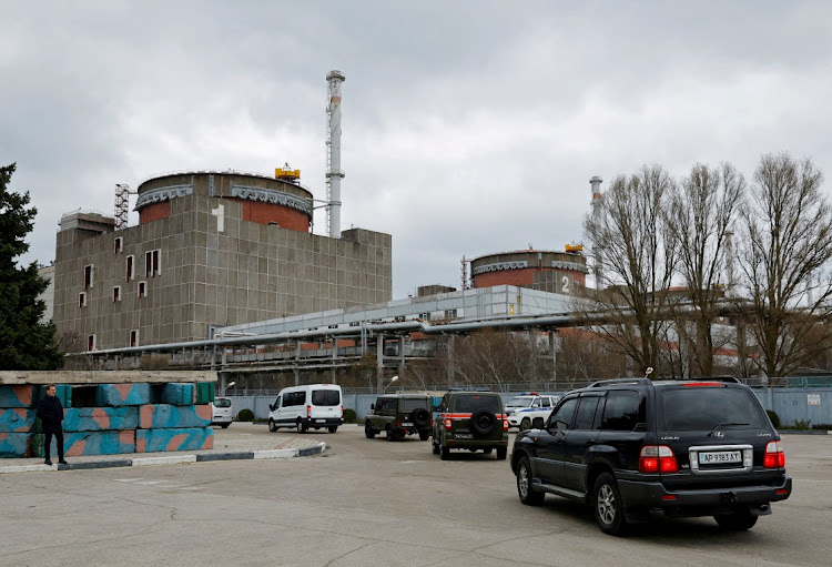 A motorcade arrives at the Zaporizhzhia Nuclear Power Plant in Ukraine, March 29 2023. Picture: ALEXANDER ERMOCHENKO/ REUTERS