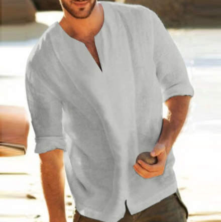 Title 5, Mens summer casual thin cotton and linen t-shi...
