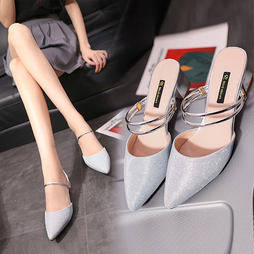 Title 3, Womens sandals with pointed toe, thick heel, a...