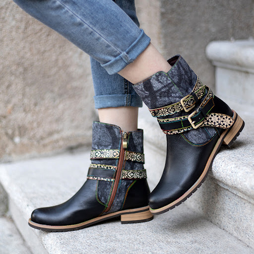 Title 7, Womens large size round toe casual retro biker...
