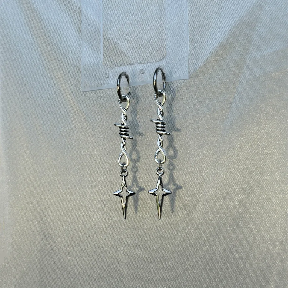 Barbed Eight-pointed Stars Earrings European And American style. Make a statement with these unique earrings, perfect fo