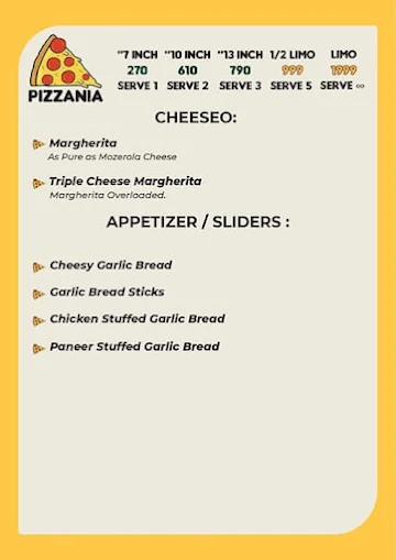 Pizzania menu 