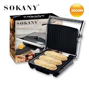 Máy Kẹp Nướng Bánh Mì, Máy Ép Bánh Mỳ Xúc Xích Có Chỉnh Nhiệt 2000W Sokany [Bh 12 Tháng]