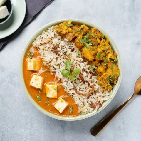 Butter Paneer, Aloo Gobhi & Jeera Pulao