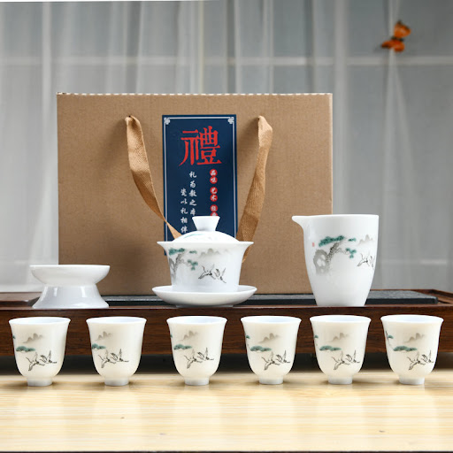 Title 2, Dehua High White Porcelain Cover Bowl Three Tal...