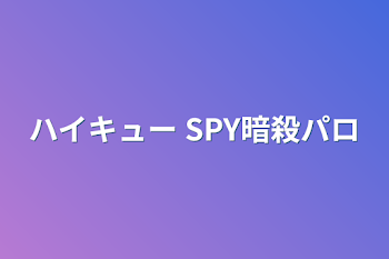 ハイキュー   SPY暗殺パロ