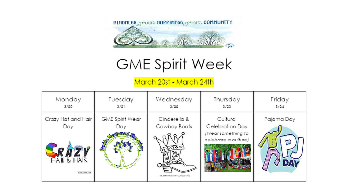 GME Spirit Week 3/20-3/24