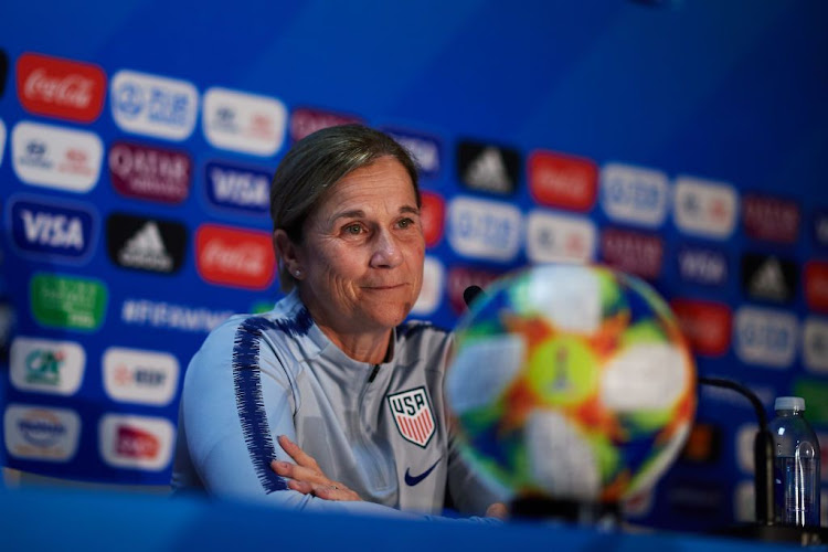 USA coach Jill Ellis faces the media during a press conference ahead of the 2019 FIFA Women's World Cup France group F match between USA and Thailand at Stade Auguste Delaune on June 10, 2019 in Reims, France.