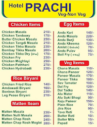 Hotel Prachi menu 1