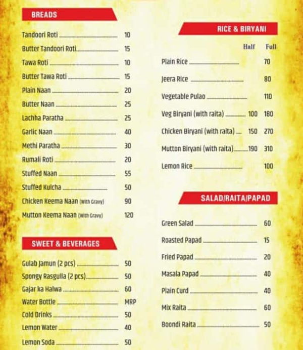 Dl-06 Chandni Chowk menu 