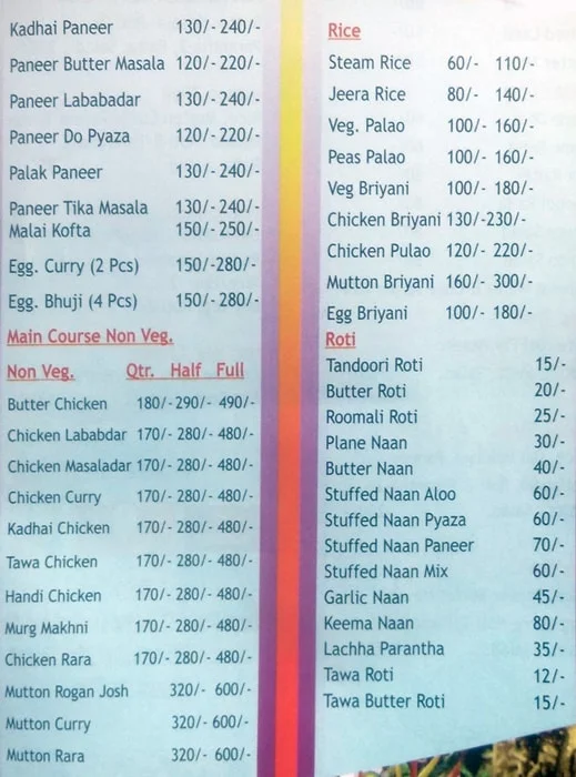 Ice Spice menu 