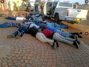 Some of about 40 armed suspects who were arrested on the grounds of IPHC Silo property at  Zuurbekom at the weekend.