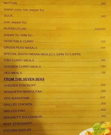 Ozone Roof Top Restaurant menu 