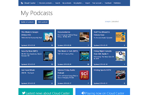 Cloud Caster - cloud based podcast player chrome extension