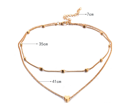 Title 1, Peach heart multi-layer clavicle necklace