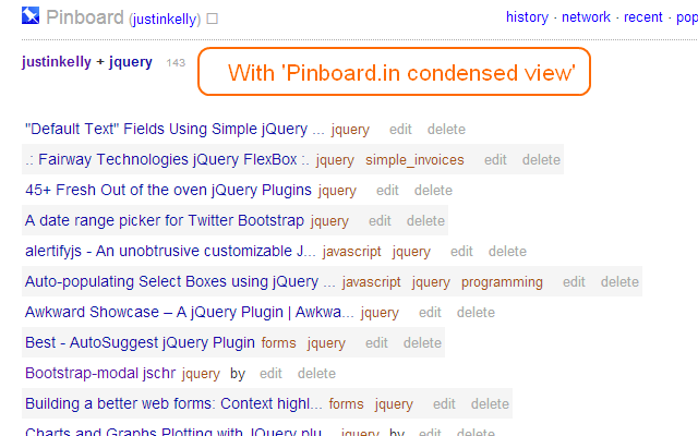 Pinboard.in condensed view Preview image 0