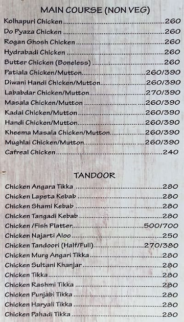 Hotel Maratha Family Restaurant & Bar menu 