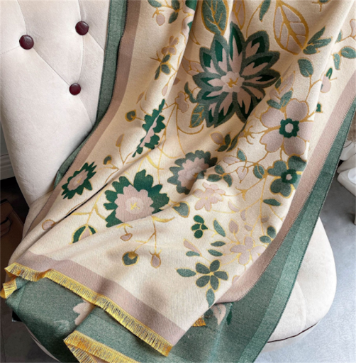 Title 4, Warm Floral Jacquard Faux Cashmere Ladies Scarf