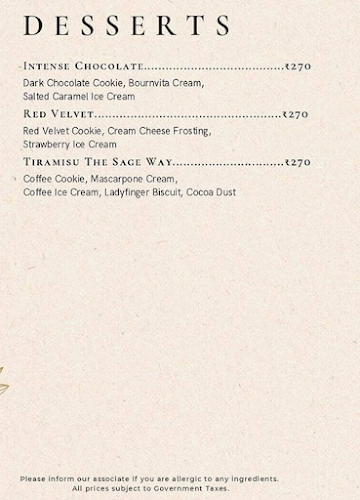 Sage Cafe menu 