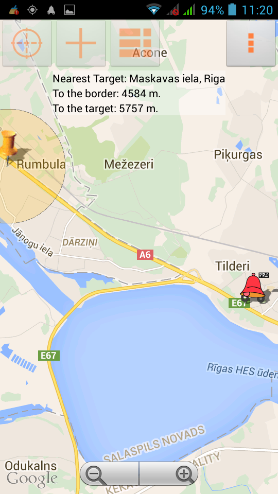 Android application Passenger GPS Alarm Pro screenshort
