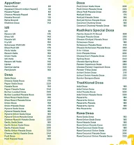 Radhika's Authentic South Indian Food menu 1