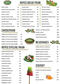 Royce Paan menu 1