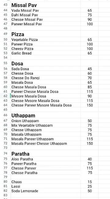 Swadisht Food Corner menu 