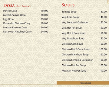 Srikanya Comfort Restaurant menu 
