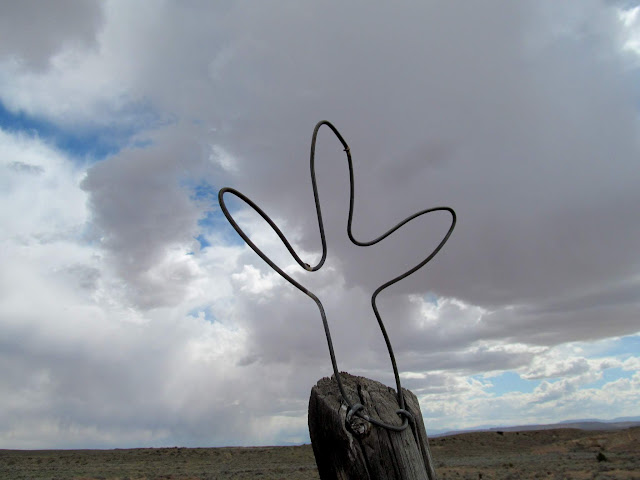 Barbed wire spool in the shape of a saguaro cactus