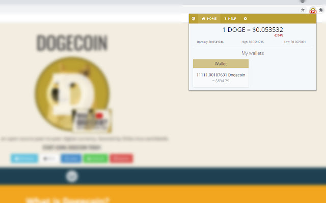 Dogecoin AllInOne: DOGE Ticker/Wallet viewer chrome extension