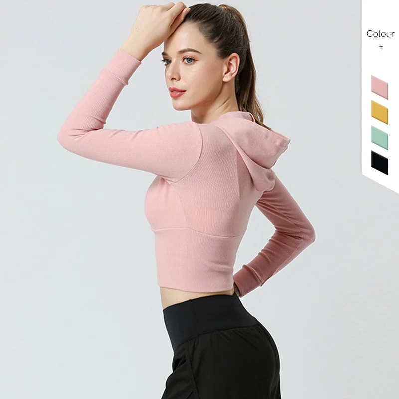 New Yoga Wear Tight Long Sleeve Running Sports Zipper Jacket. Perfect for running and workouts. Provides comfort and fle