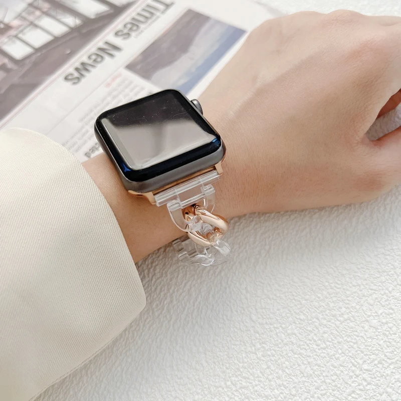 Pulseira Única Colorblock Metal Transparente Glacier Strap. Estilo moderno e elegante, ideal para complementar qualquer look.