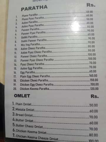 Shyam Ji Ke Paranthe menu 