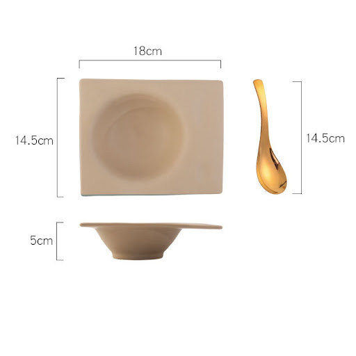 Khaki bowl with spoon