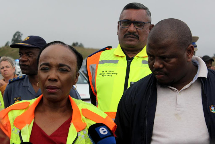 Tansport minister Sindiswe Chikunga with KZN safety, transport and community liaison MEC Sipho Hlomuka.